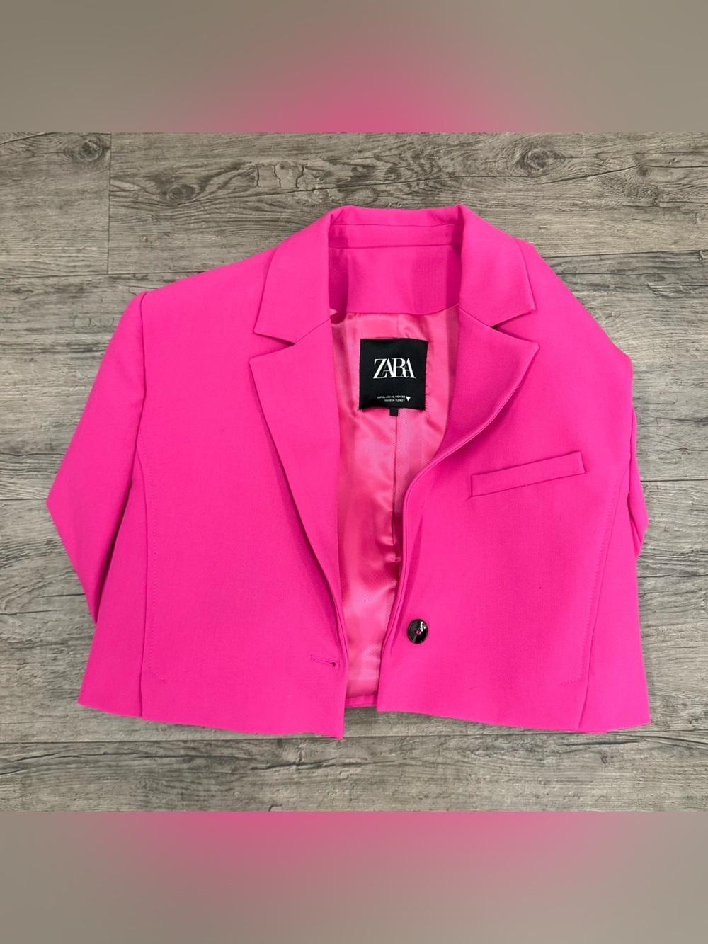 💕Zara Hot Pink Cropped Lined Blazer XL Super Cute & Flattering Like New!💕 - Picture 2 of 9